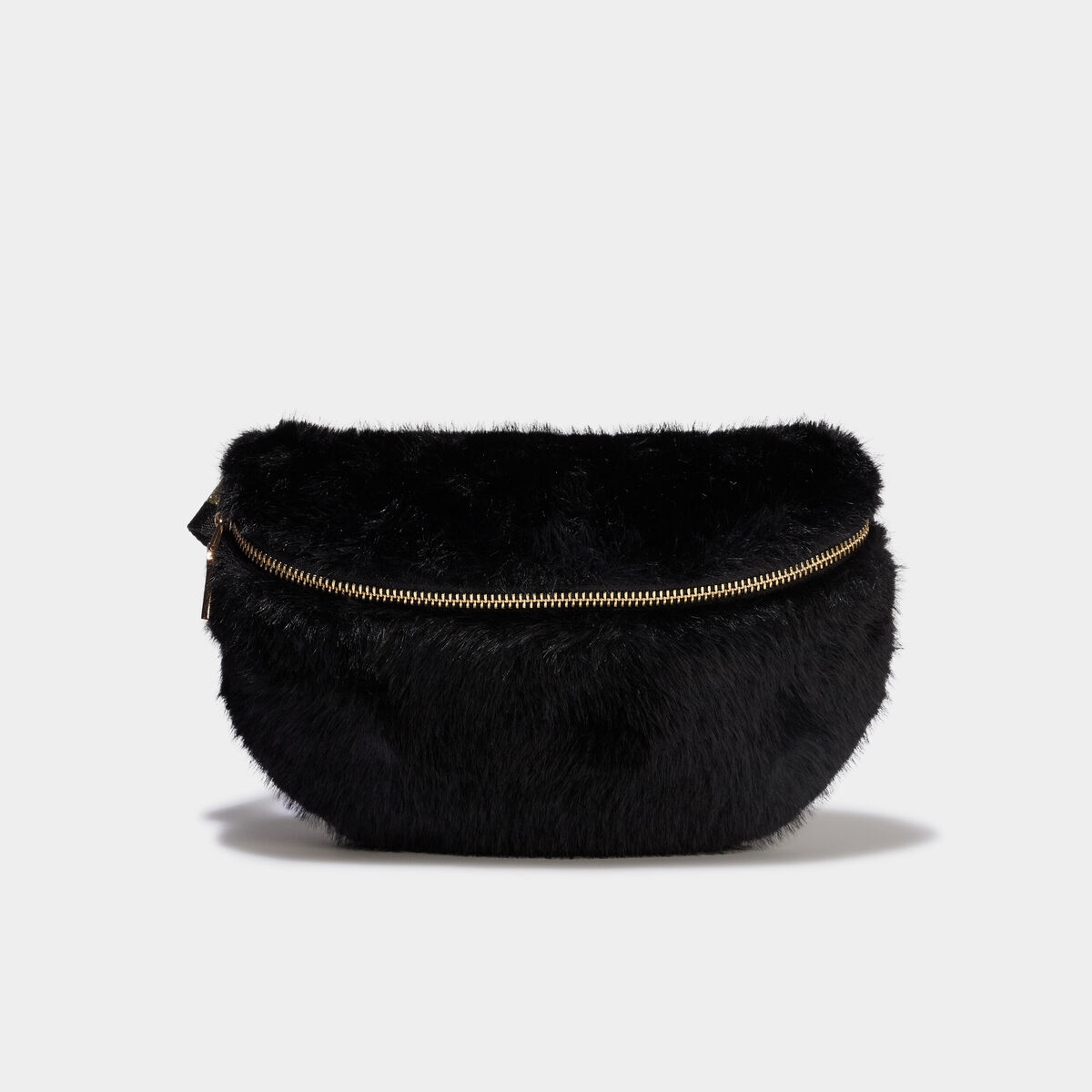 Sac banane fausse fourrure noir femme