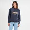 Sweat molleton col rond manches longues bleu fonc&eacute; femme