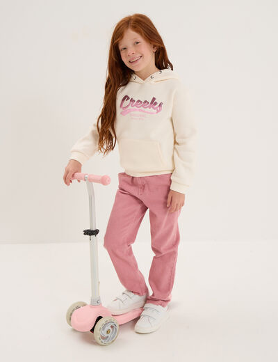Sweat &agrave; capuche hoodie &agrave; logo Creeks creme fille