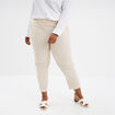 Pantalon chino droit en lin mélangé beige femme grande taille