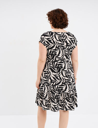 Robe patineuse à volants ecru femme grande taille