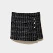 Jupe-short tweed taille haute ecru femme