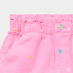 Short brod&eacute; droit &eacute;lastiqu&eacute; coton rose fluo fille