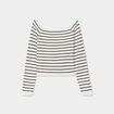 Pull côtelé col carré tricotage en côte blanc femme