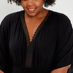 Robe longue droite fluide taille smockée noir femme grande taille
