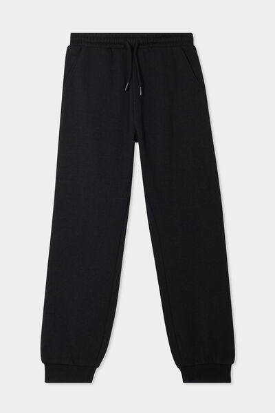 Pantalon de jogging molleton noir fille