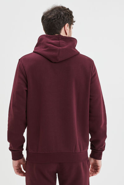 Sweat molleton à capuche hoodie prune homme