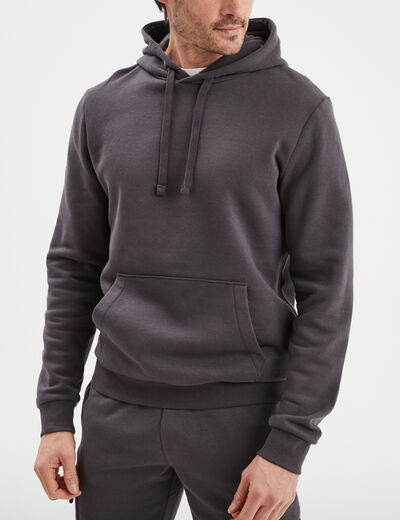 Sweat molleton à capuche hoodie gris foncé homme