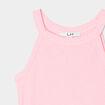 Débardeur côtelé col rond coton rose fluo fille