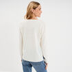 Pull col en V manches longues blanc femme
