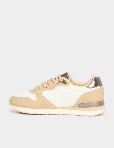 Baskets bi-matière à lacets Creeks sable femme