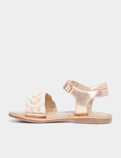 Sandales avec perles en cuir Creeks rose fille