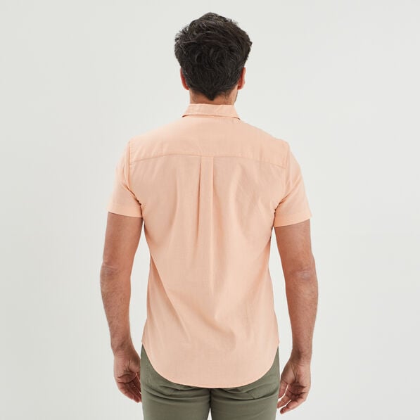 chemise manches courtes lin melange rose clair homme Chemise manches courtes lin mélangé rose clair homme