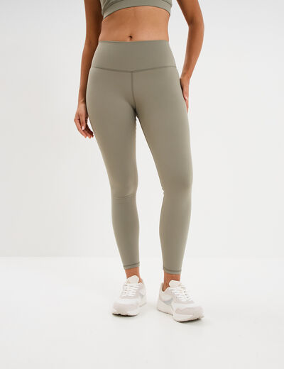Legging de sport gainant taille haute vert kaki femme