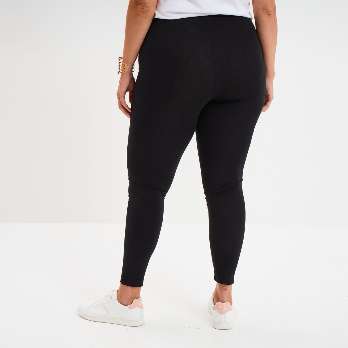 Legging avec taille &eacute;lastiqu&eacute;e noir femme grande taille