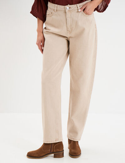 Jeans mom coton sable femme