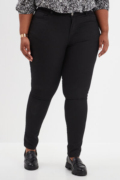 Pantalon slim noir femme grande taille