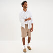 Short chino droit gaze de coton taupe homme