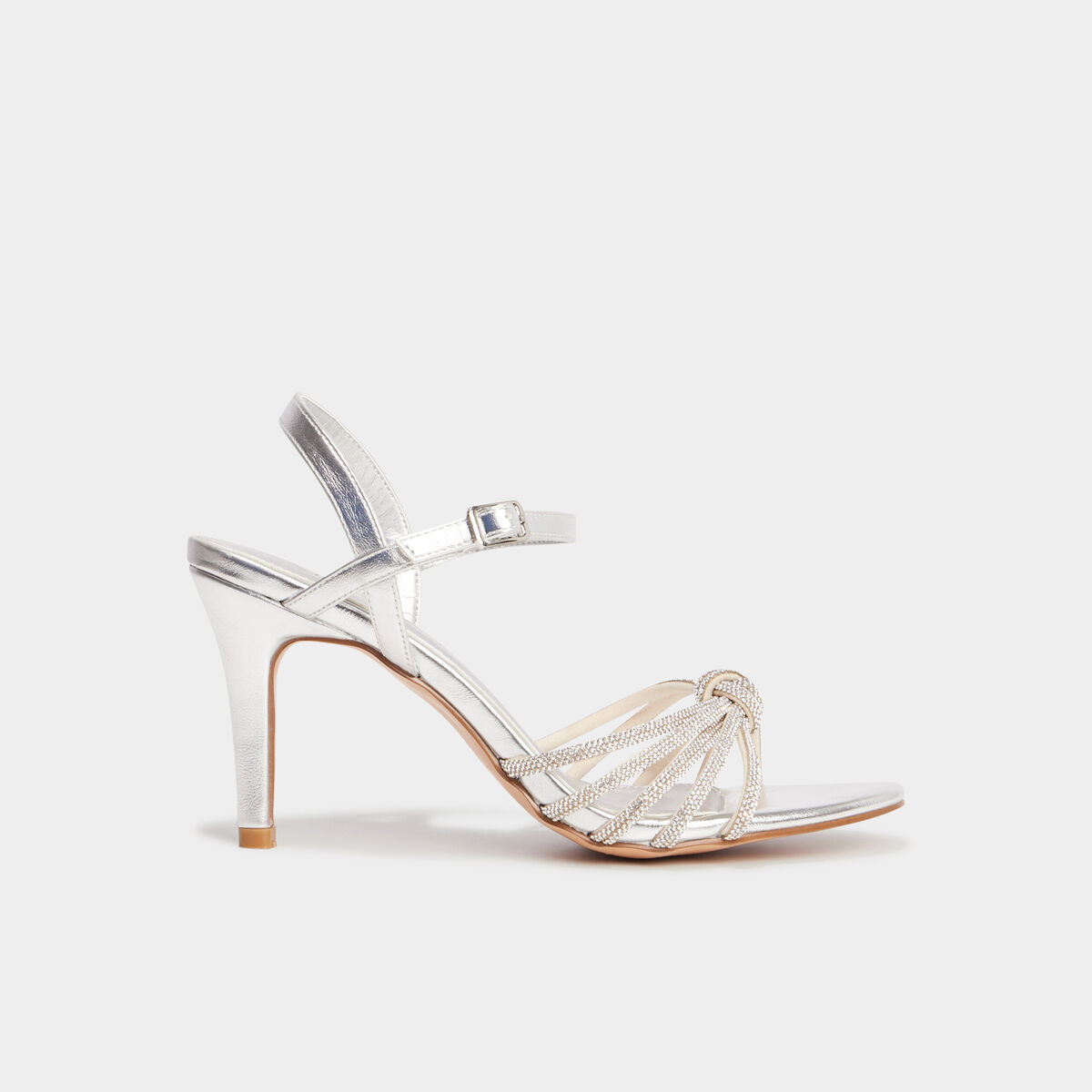 Sandales métallisées à talons Mosquitos gris argent femme