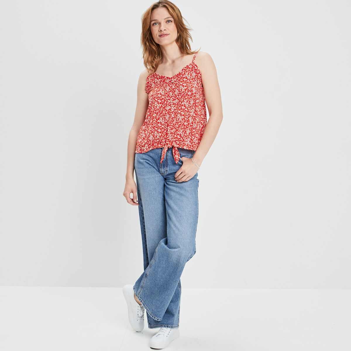 Blouse bretelles fines orange femme