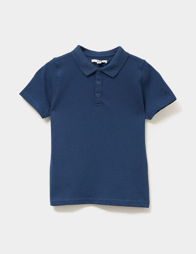 Polo manches courtes &agrave; d&eacute;tail brod&eacute; bleu marine gar&ccedil;on