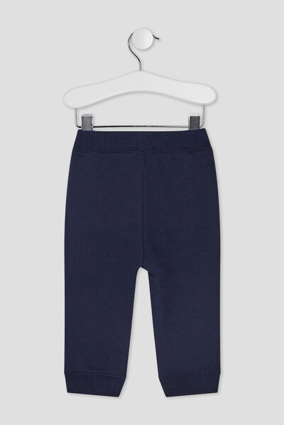 Pantalon jogging droit taille élastiquée bleu marine bébé garçon