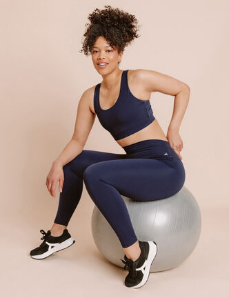Legging de sport gainant taille haute bleu marine femme