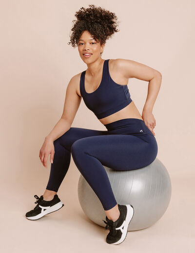 Legging de sport gainant taille haute bleu marine femme
