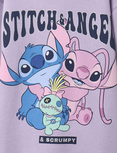 Sweat tunique à capuche Stitch parme fille