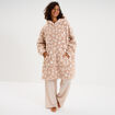 Poncho plaid effet polaire &agrave; capuche rose poudr&eacute;e femme