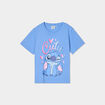 T-shirt manches courtes coton Stitch bleu fille