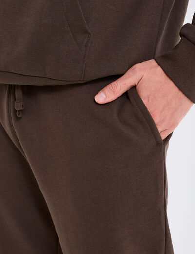 Pantalon jogging droit molleton marron foncé homme