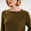 Pull col rond manches longues vert olive femme