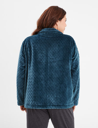 Veste pyjama effet polaire col montant vert canard femme grande taille