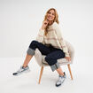 Pull col rond manches longues ecru femme