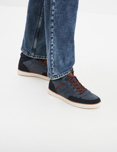 Baskets montantes à lacets bleu homme