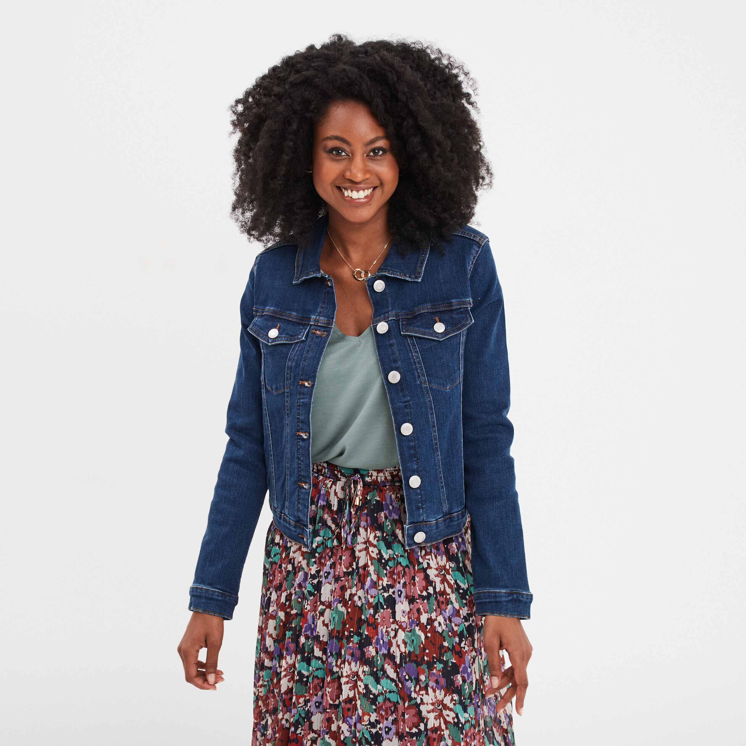 Veste en jean ajustée boutonnée denim stone femme LH