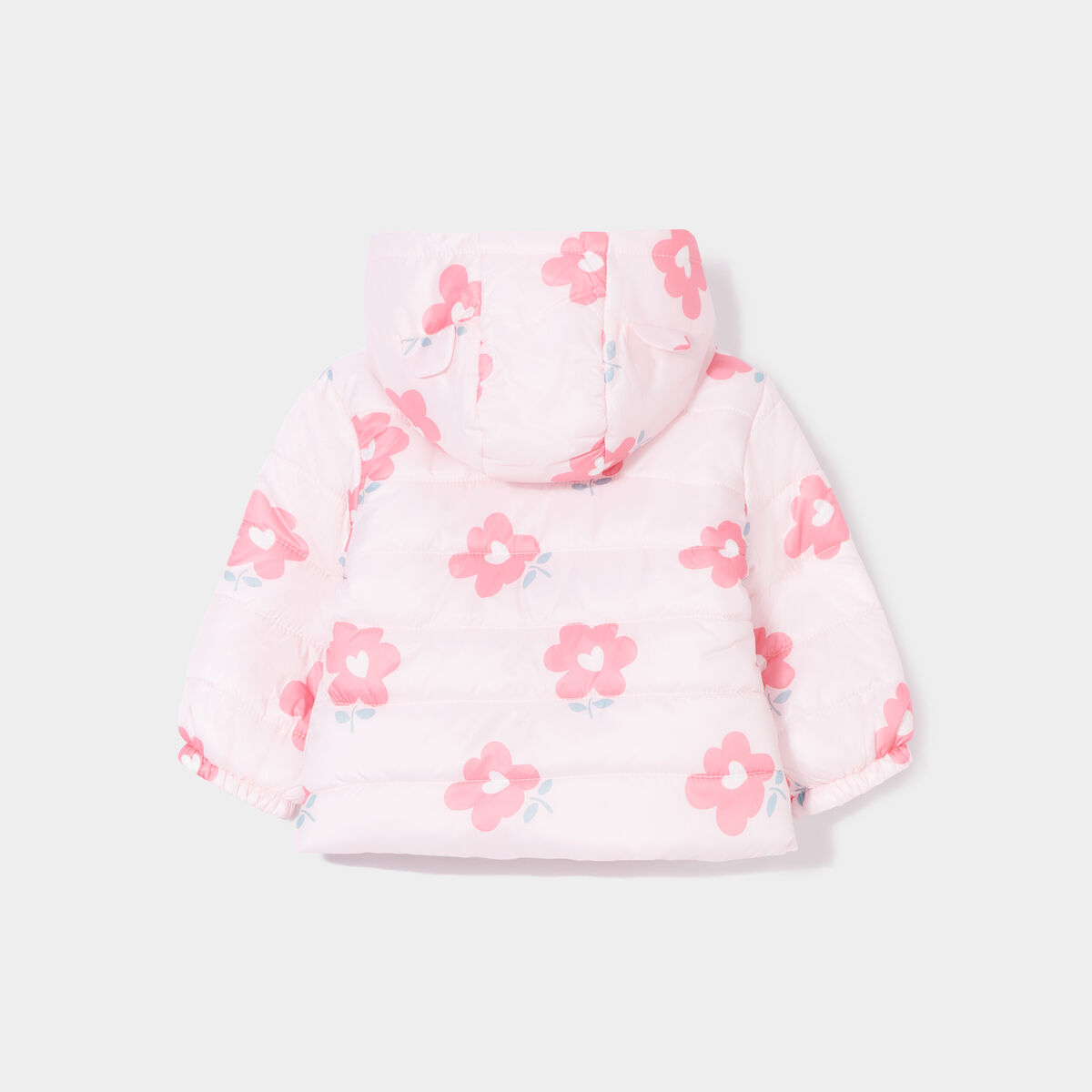 Doudoune oversize zippée à capuche rose clair bébé fille