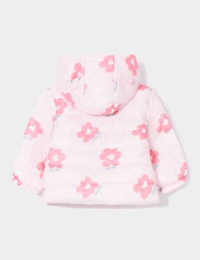 Doudoune oversize zippée à capuche rose clair bébé fille