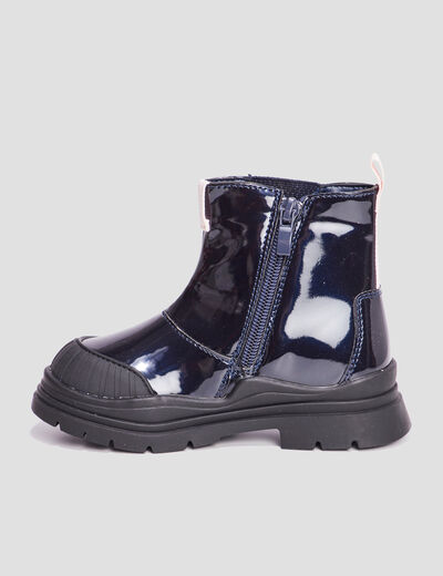 Bottines vernies à semelle épaisse noir fille