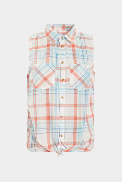Chemise sans manches ecru femme