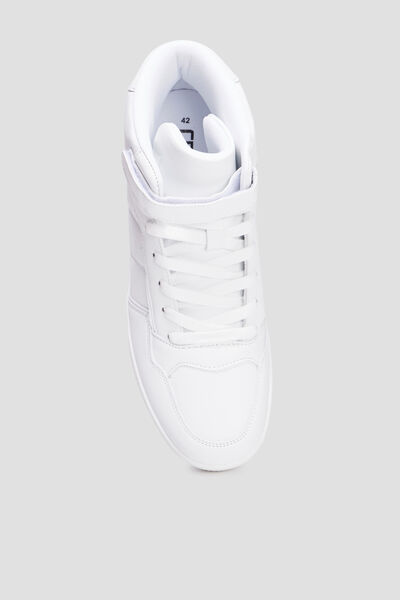 Baskets montantes &agrave; scratchs blanc homme