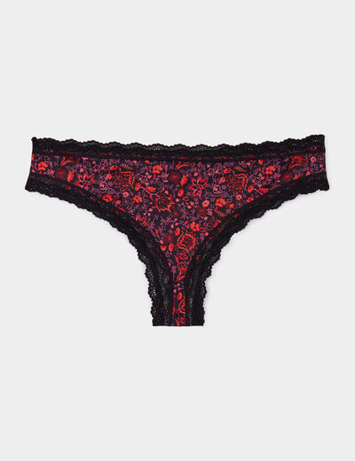 Lot de 2 tangas bords dentelle noir femme