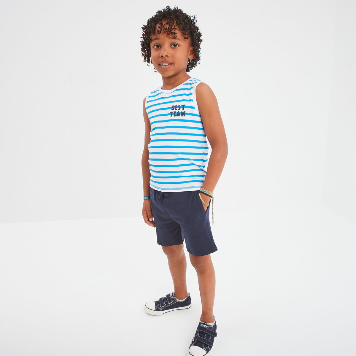 Ensemble 2 pièces short et débardeur bleu garçon