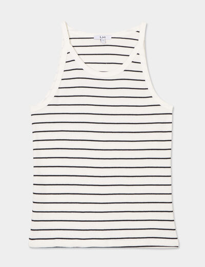 Débardeur encolure américaine coton ecru femme