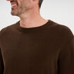 Pull col rond manches longues marron fonc&eacute; homme