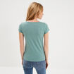 T-shirt coton col rond manches courtes bleu gris femme