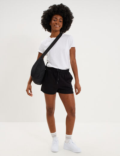 Short de jogging molletonn&eacute; ajust&eacute; noir femme