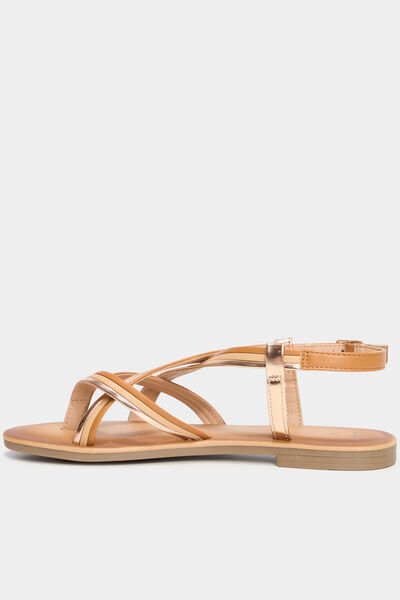 Sandales plates multibrides multicolore femme