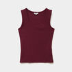 D&eacute;bardeur ajust&eacute; col rond coton bordeaux femme